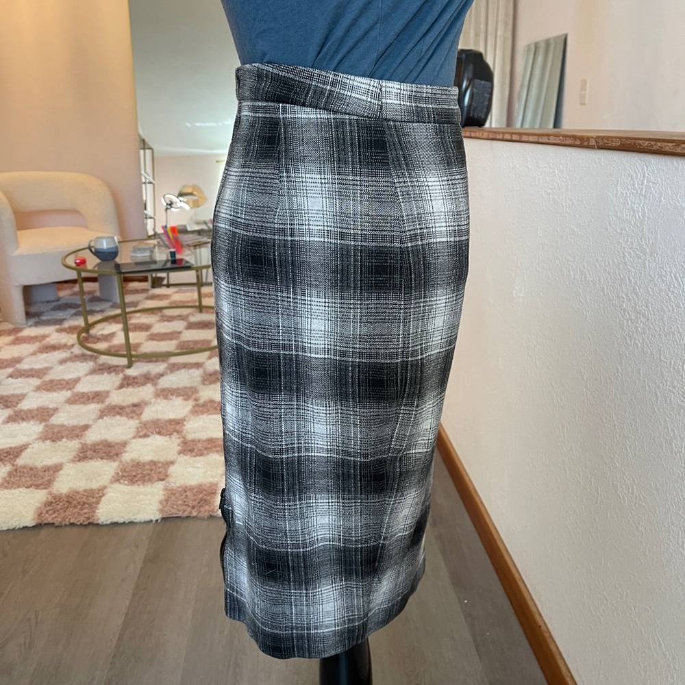 Halogen black and white plaid pencil skirt